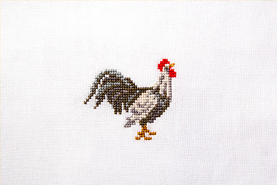 白布绣花公鸡。图片下载