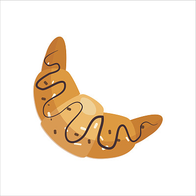 牛角面包，街头快餐店菜单项目彩色矢量图标图片下载