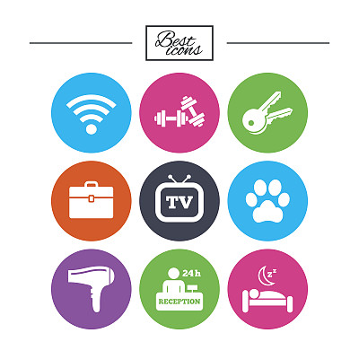 酒店、公寓服务图标。wi - fi网络。图片下载