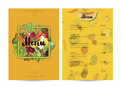 素食餐厅菜品菜单设计图片下载