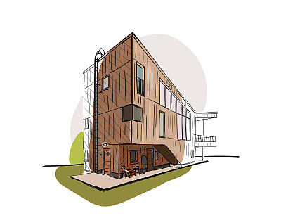 建筑色彩矢量草图。图片下载