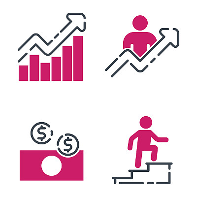 动机概念图粉色图标商业战略发展设计和管理领导团队增长创造力办公室培训向量图片下载