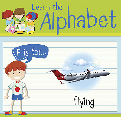 识字卡片上的字母F代表飞行图片下载