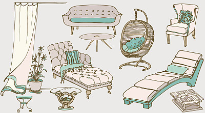 设置家具草图为其余的蓝色米色图片下载