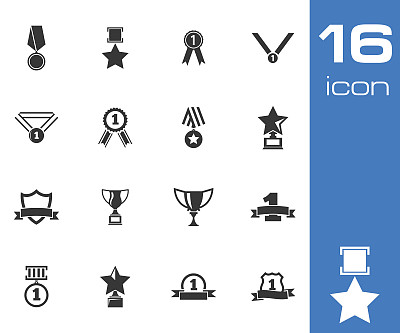 奖杯和奖励黑色矢量图标素材图片下载