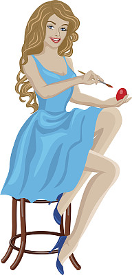 女人着色鸡蛋图片下载