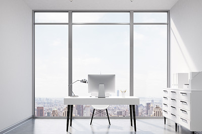 白色CEO办公室，窗户图片下载