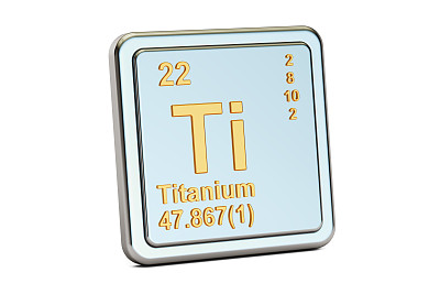 钛钛，化学元素符号。3D渲染孤立的白色背景图片下载