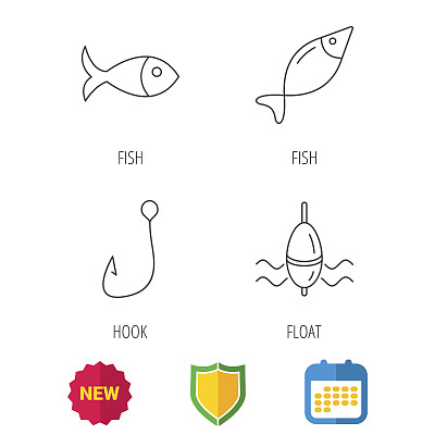 鱼钩和浮动图标。图片下载