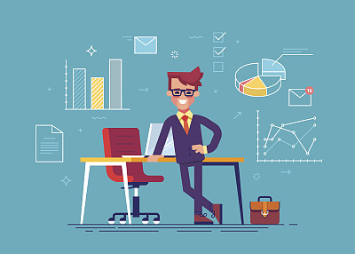 背景上有商业偶像的男人素材图片