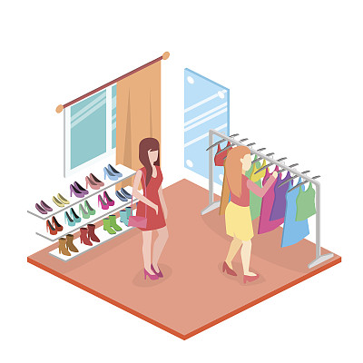 2.5D服装店内部素材图片