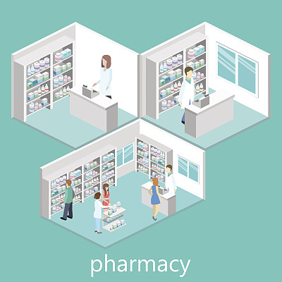 药房内部的等距空间图片下载