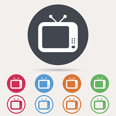 电视图标。复古的电视信号。图片下载