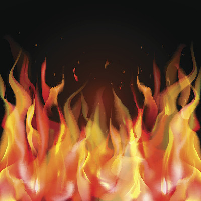 孤立现实的橙色和红色火焰火焰黑色背景图片下载