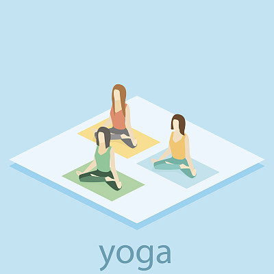 等距室内瑜伽课。人做瑜伽。图片下载