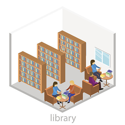 图书馆内部的等距空间图片下载