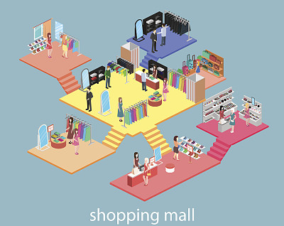 购物中心的等距室内。图片下载