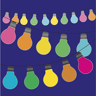 节日的灯光，节日的装饰。向量集。图片下载