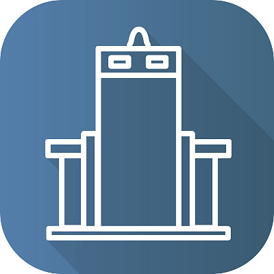 金属扫描器图标平线性长阴影。矢量线的象征。图片下载