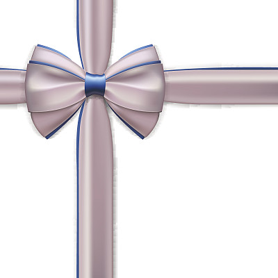 现实的粉红色与蓝色礼物蝴蝶结和丝带。图片下载