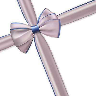现实的粉红色与蓝色礼物蝴蝶结和丝带。图片下载
