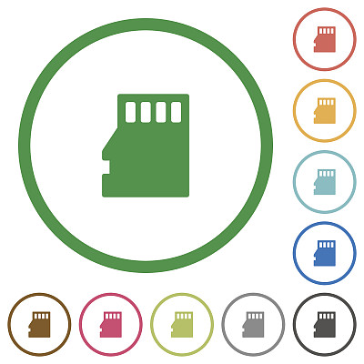 Micro - SD存储卡勾勒出平面图标图片下载