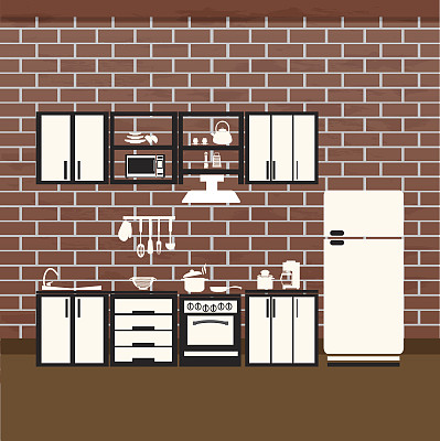 厨房室内概念，烹饪室插图背景图片下载