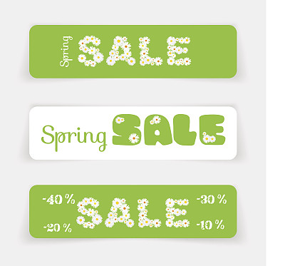 春季销售横幅或网站标题，折扣和特别优惠。矢量插图，商业推广标签图片下载