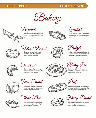 面包房烹饪书页用面包图片下载