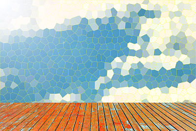 阳台的木头前面的天空图片下载