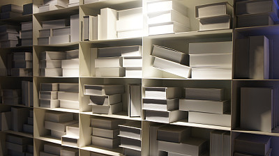 白色的图书馆书架上图片下载