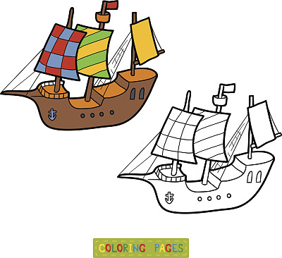 涂色书，帆船图片下载