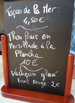 Ardoise de餐厅-菜单- Tapas Thon Vacherin图片下载