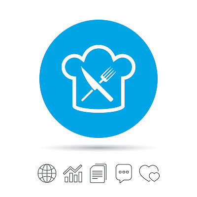 厨师帽标志图标。烹饪的象征。图片下载