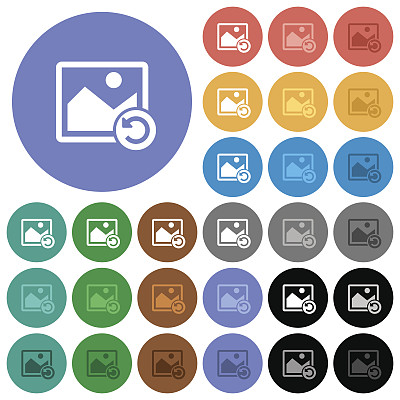 图像左旋转圆形平面多色图标图片下载