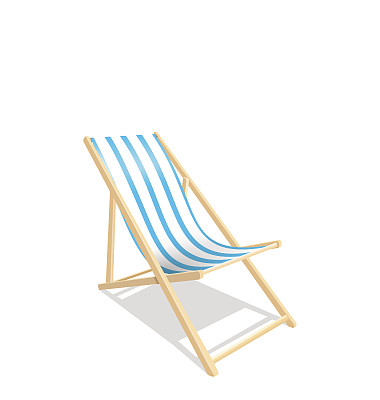 木制沙滩躺椅孤立的白色背景图片下载