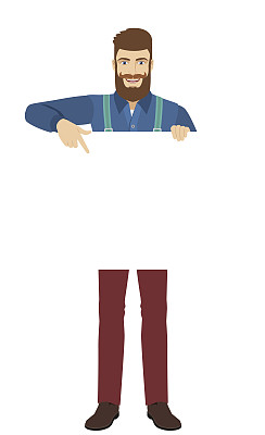 嬉皮士指着白色的横幅图片下载