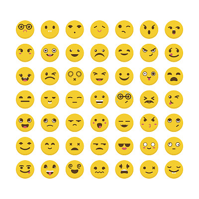 的表情符号。可爱的emoji图标。平面设计。有趣的卡通面孔。阿凡达图片下载