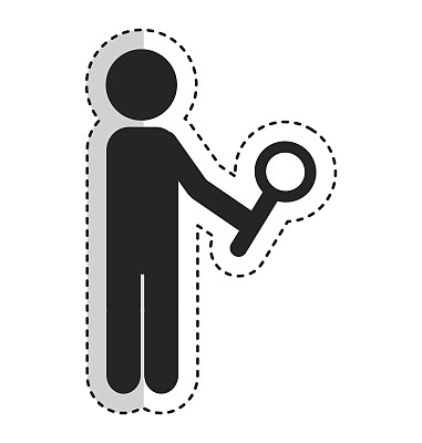 人体图形与搜索放大镜图标素材图片