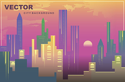 五颜六色的纽约城市全景。图片下载