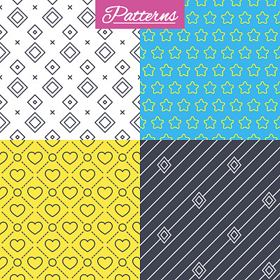 星星、心形和菱形无缝纹理。图片下载