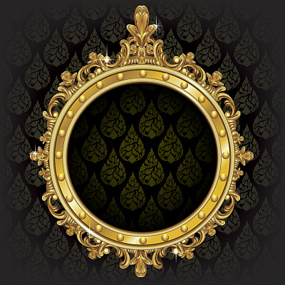 金色装饰镜子框架。向量图片下载