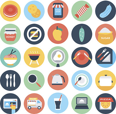 食物平面矢量图标图片下载