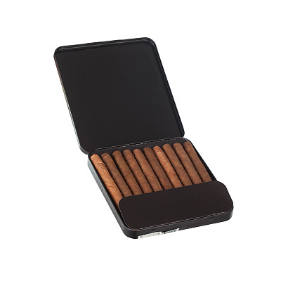 雪茄在盒子设置孤立的白色背景。图片下载