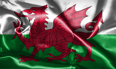 威尔士国旗Grunge看起来3D插图图片下载