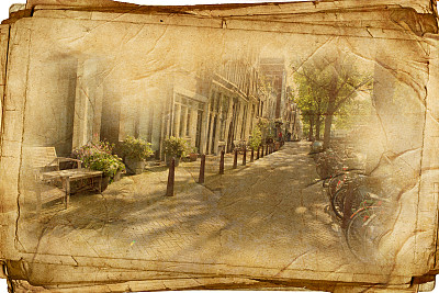 艺术复古明信片与阿姆斯特丹的景观细节图片下载