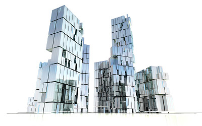 明亮的现代摩天楼商业城市设计理念图片下载