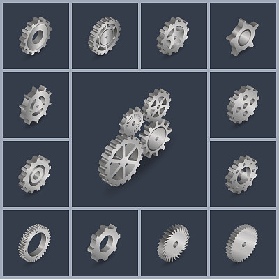 一组网页图标金属机械齿轮素材图片