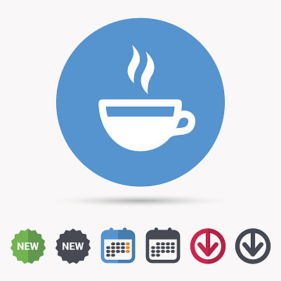 咖啡杯图标。热茶饮料标志。图片下载