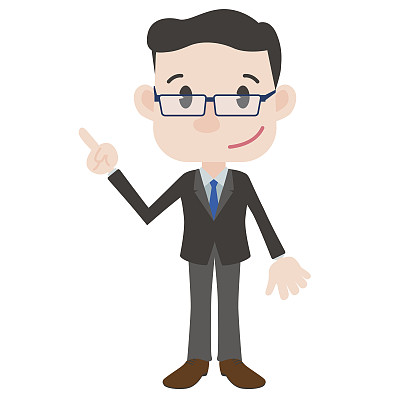 中年商人卡通人物指手势剪辑艺术图片下载